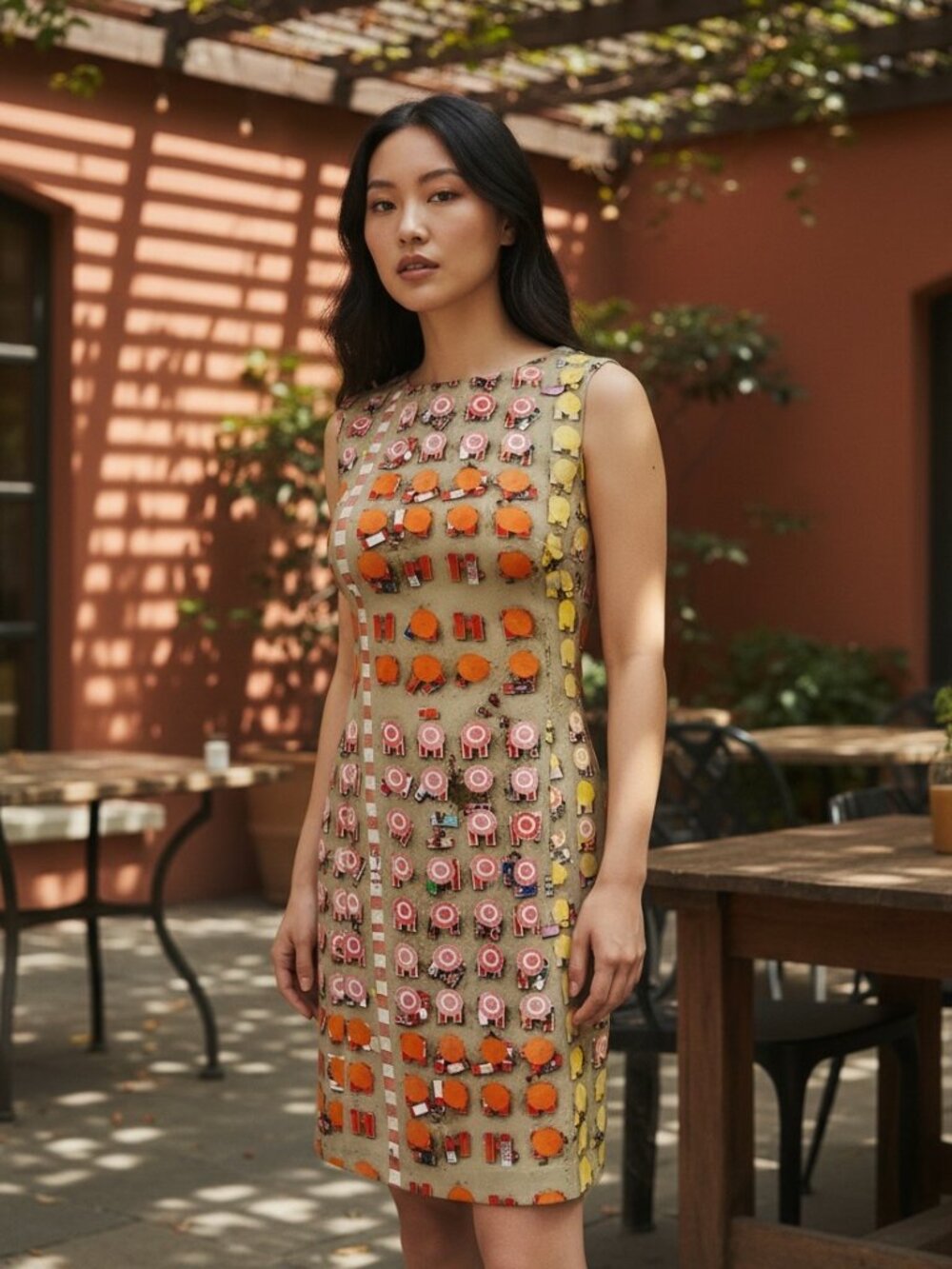 Akris Punto Sleeveless Shift Mini Dress 36 US 4 Riviera Beach Print